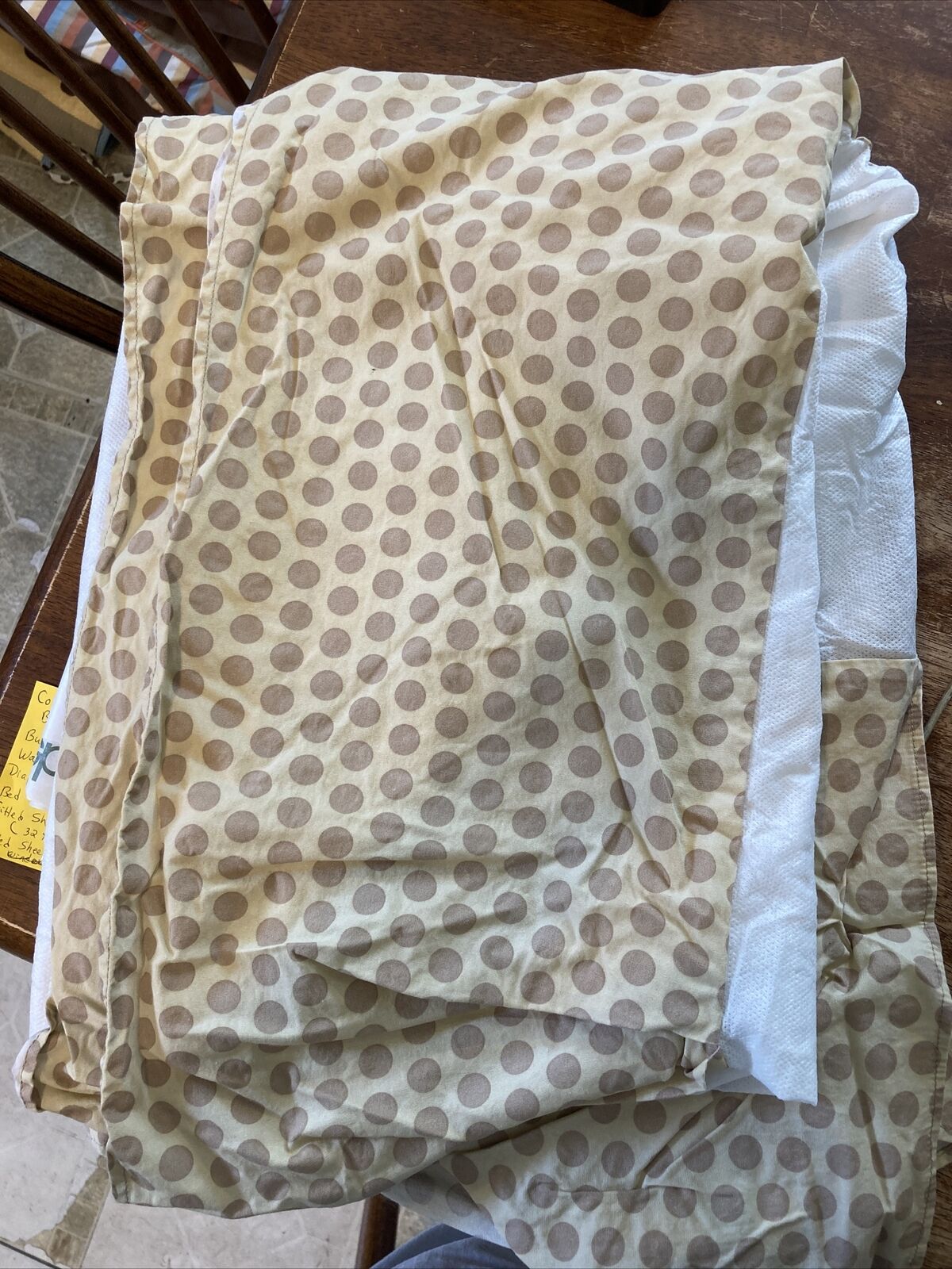 Polka Dot Infant Bed Skirt Dust Ruffle Gold Brown 27.5" X 49"
